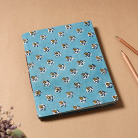 Blue - Sanganeri Fabric Cover Handmade Paper Notebook (9 x 7 in)