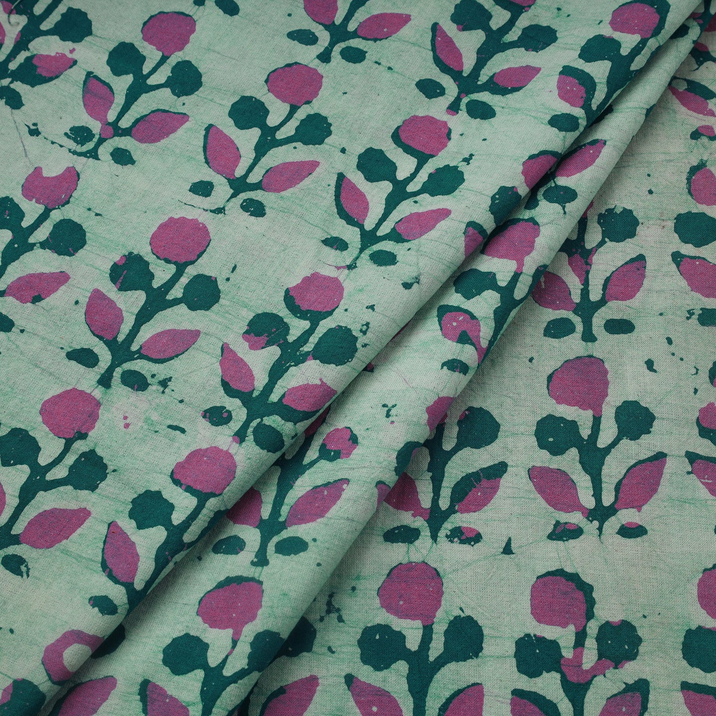 Green - Cotton Kutch Hand Batik Print Fabric 18