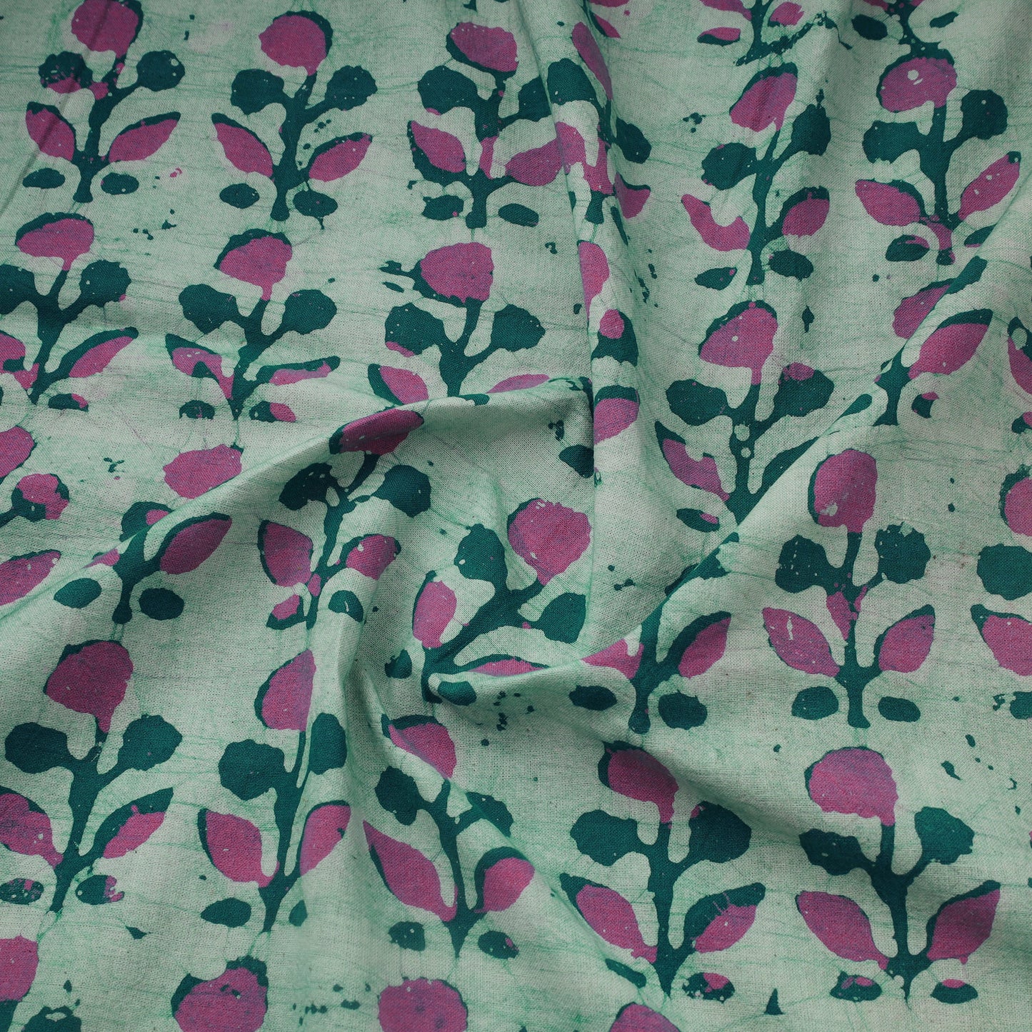 Green - Cotton Kutch Hand Batik Print Fabric 18