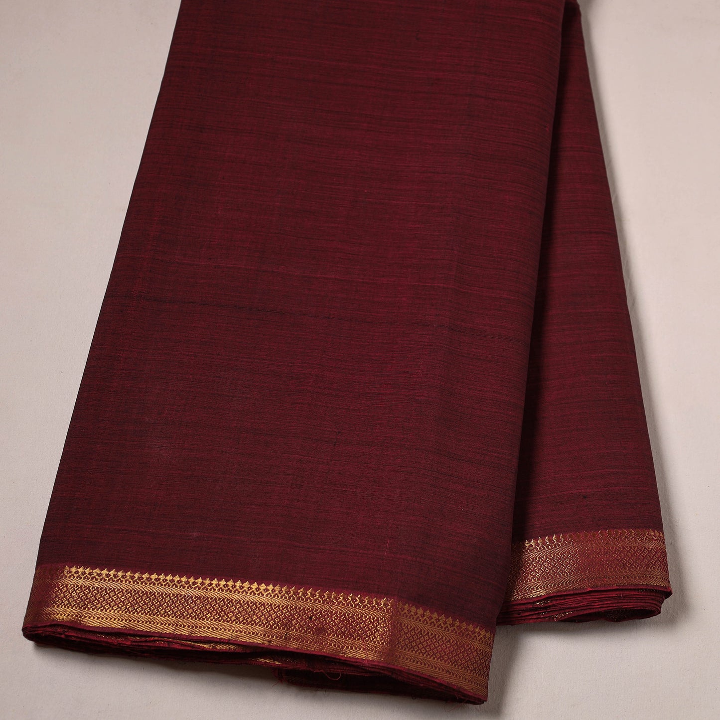 Maroon - Mangalagiri Handloom Cotton Zari Border Fabric 07