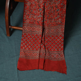Hand Block Print Natural Dyed Cotton Ajrakh 3pc Unstitched Dress Material Suit Set 01