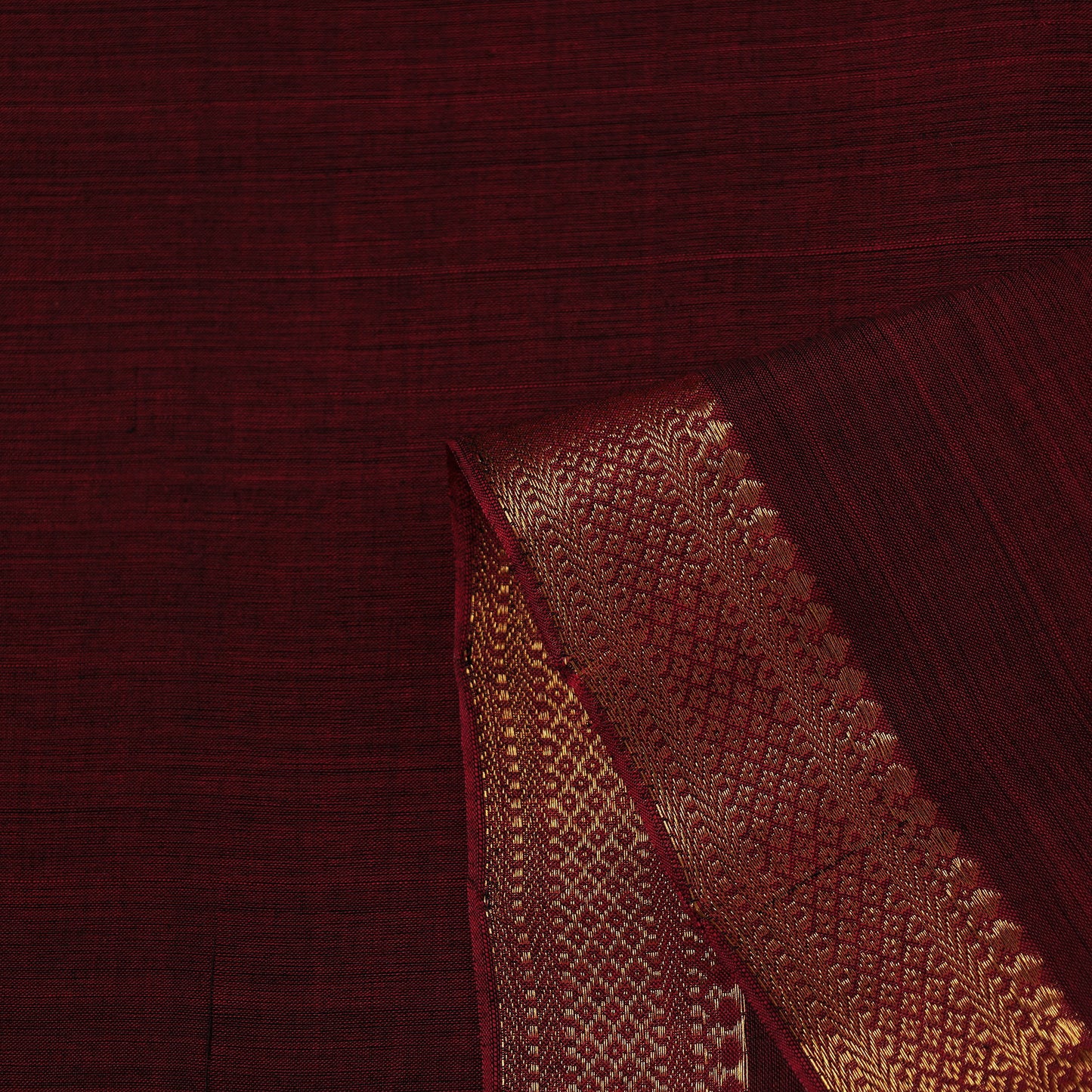 Maroon - Mangalagiri Handloom Cotton Zari Border Fabric 07