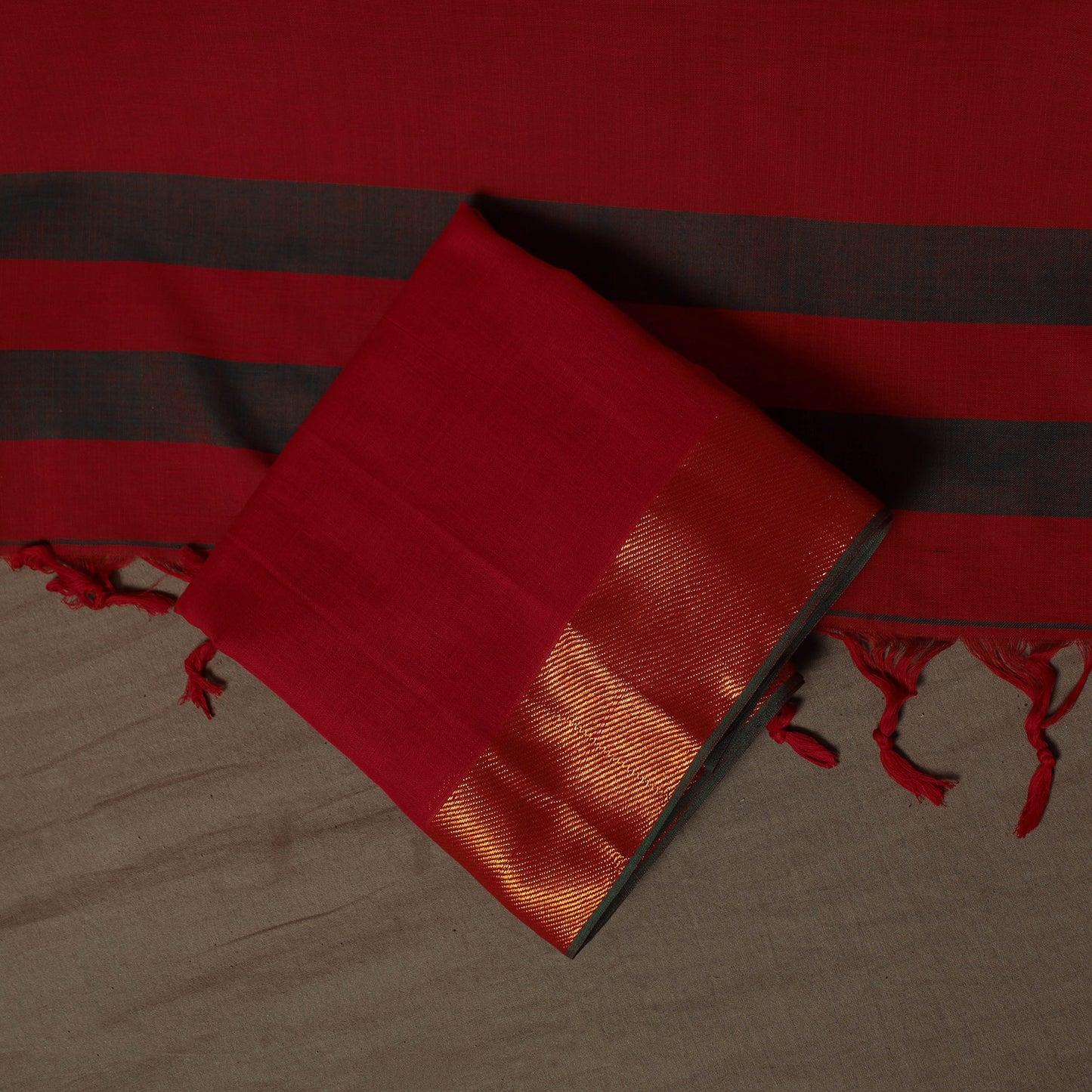 Dharwad Cotton 3pc Unstitched Dress Material Suit Set with Woven Border 50