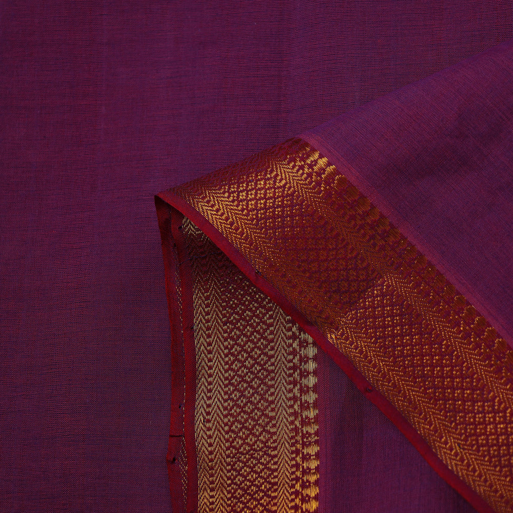 Purple - Mangalagiri Handloom Cotton Zari Border Fabric 08