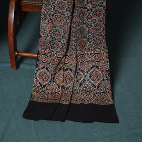 Hand Block Print Natural Dyed Cotton Ajrakh 3pc Unstitched Dress Material Suit Set 02