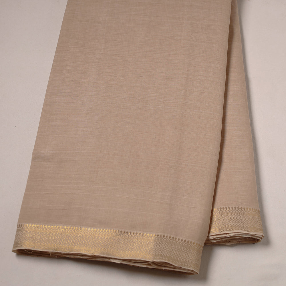 Brown - Mangalagiri Handloom Cotton Zari Border Fabric 09