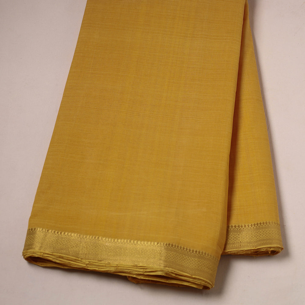 Yellow - Mangalagiri Handloom Cotton Zari Border Fabric 10