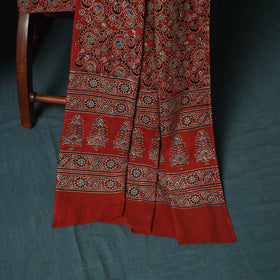 Hand Block Print Natural Dyed Cotton Ajrakh 3pc Unstitched Dress Material Suit Set 03