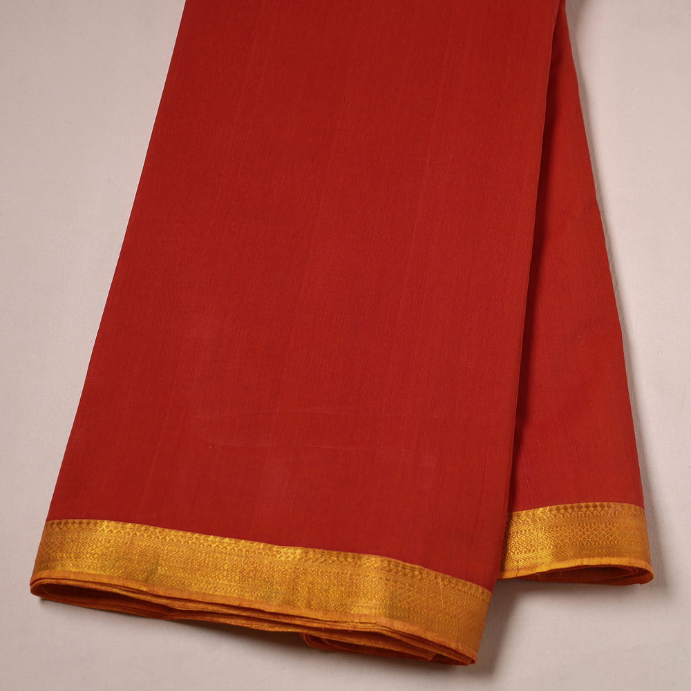 Red - Mangalagiri Handloom Cotton Zari Border Fabric 12