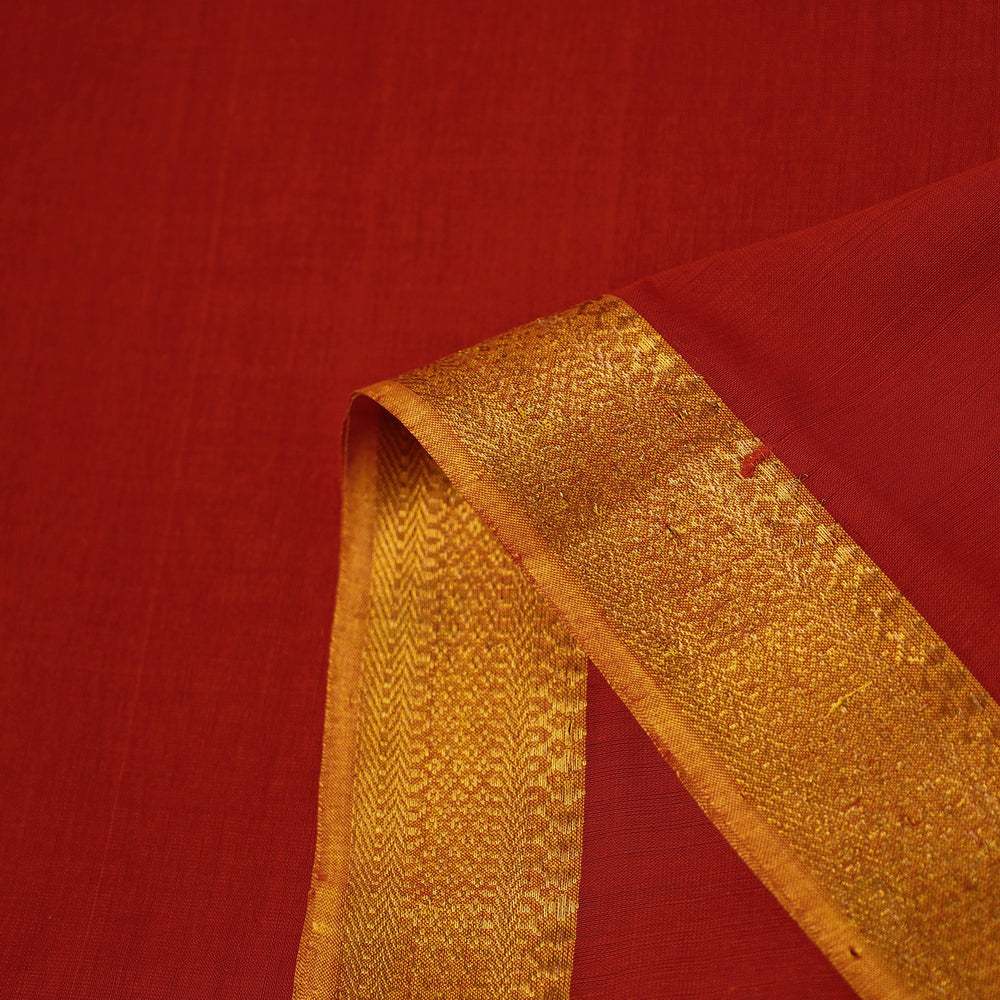 Red - Mangalagiri Handloom Cotton Zari Border Fabric 12