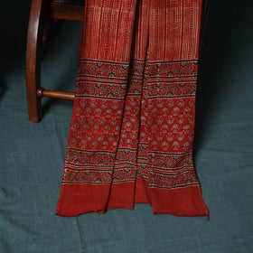 Hand Block Print Natural Dyed Cotton Ajrakh 3pc Unstitched Dress Material Suit Set 04