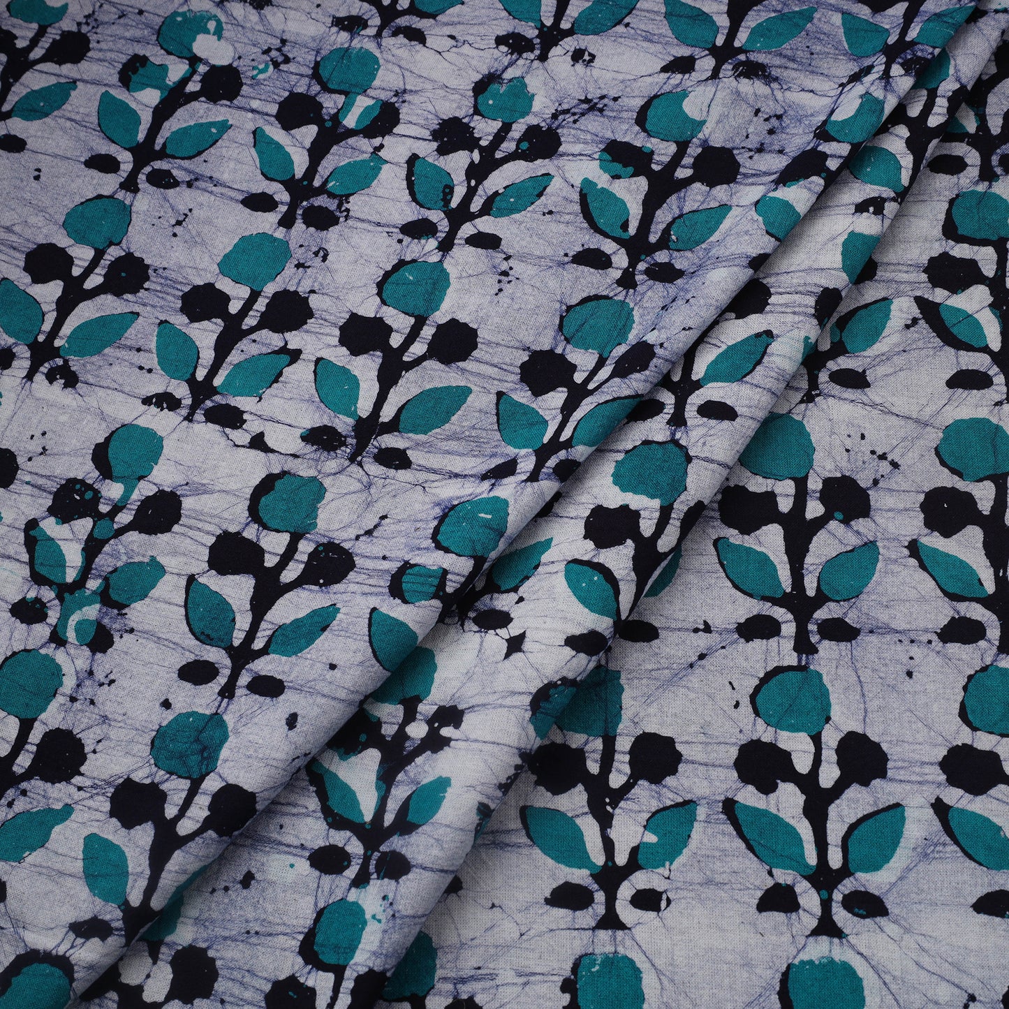 Blue Cotton Kutch Hand Batik Print Fabric
