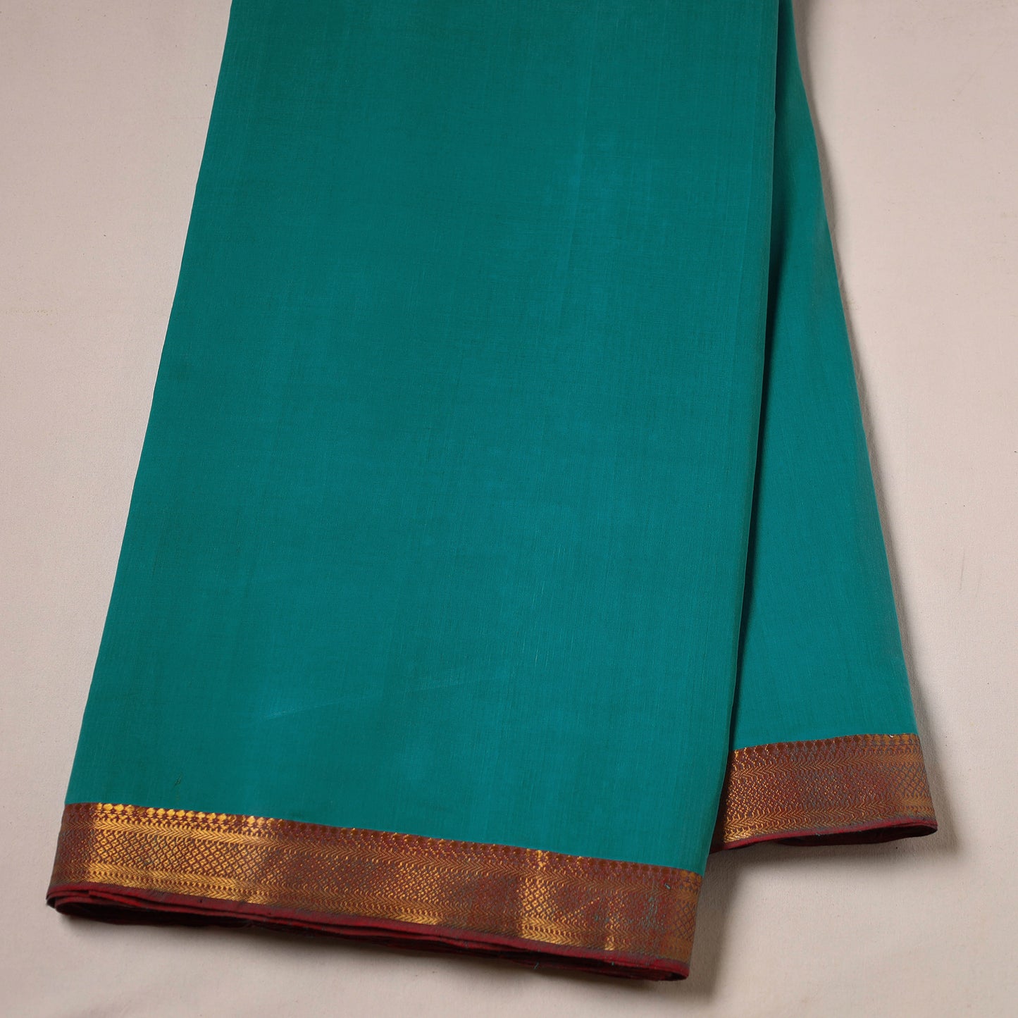 Green - Mangalagiri Handloom Cotton Zari Border Fabric 14