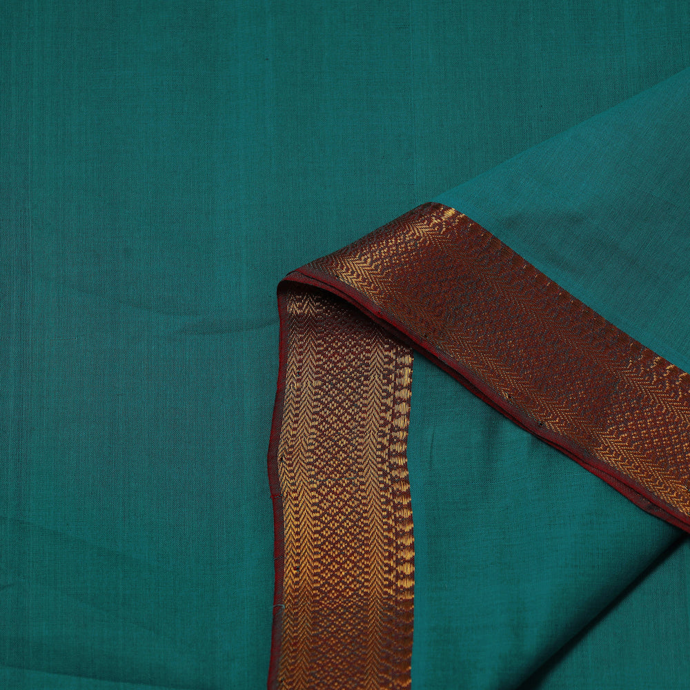 Green - Mangalagiri Handloom Cotton Zari Border Fabric 14