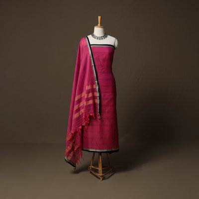 Dharwad Cotton 3pc Unstitched Dress Material Suit Set with Woven Border 46