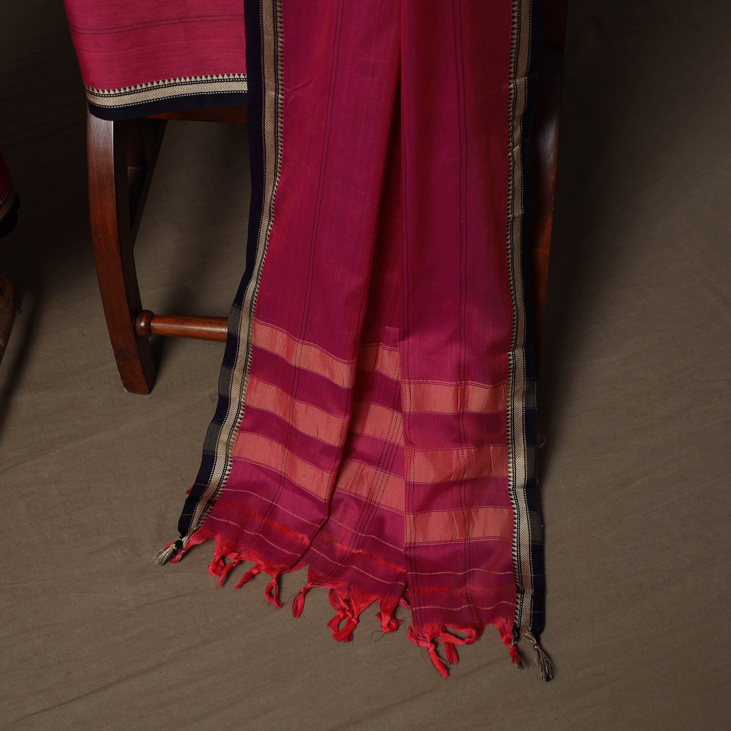 Dharwad Cotton 3pc Unstitched Dress Material Suit Set with Woven Border 46