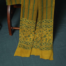 Hand Block Print Natural Dyed Cotton Ajrakh 3pc Unstitched Dress Material Suit Set 05