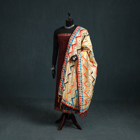 Ranihati Chanderi Silk Zig Zag Hand Embroidery Dupatta 77