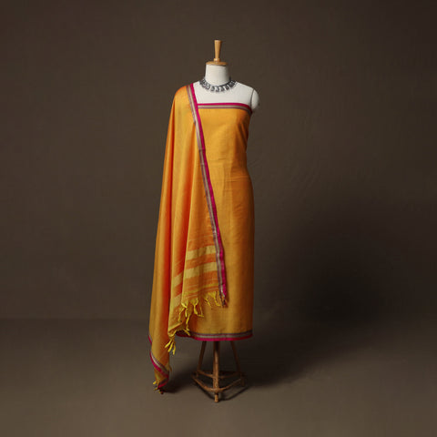 Dharwad Cotton 3pc Unstitched Dress Material Suit Set with Woven Border 44