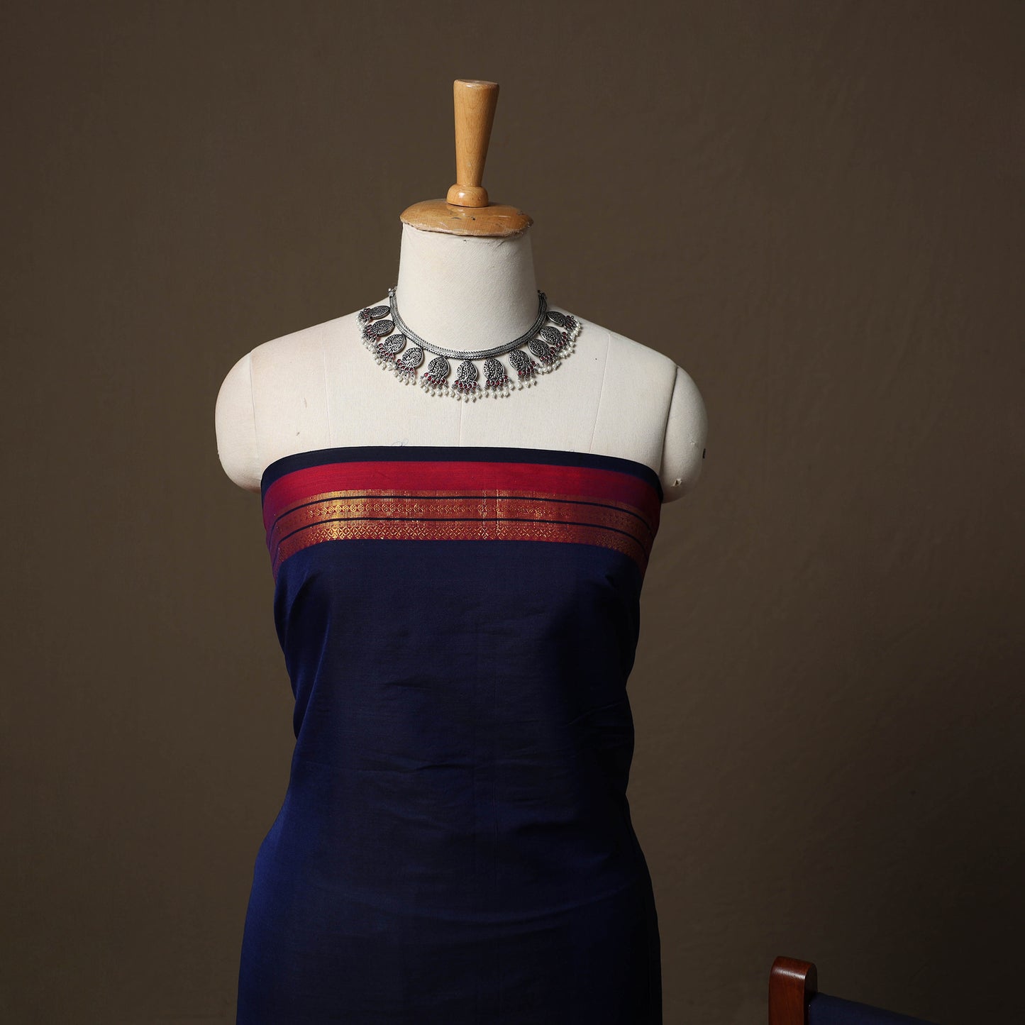 Dharwad Cotton 3pc Unstitched Dress Material Suit Set with Woven Border 43