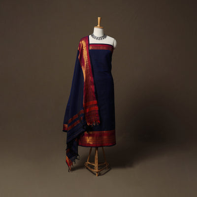 Dharwad Cotton 3pc Unstitched Dress Material Suit Set with Woven Border 43