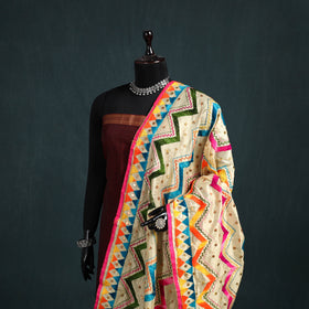 Ranihati Chanderi Silk Zig Zag Hand Embroidery Dupatta 82
