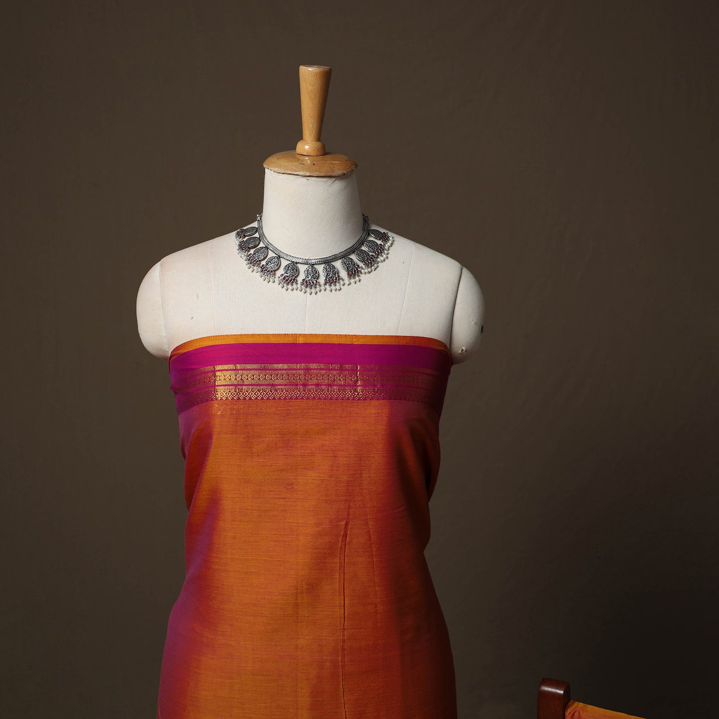 Dharwad Cotton 3pc Unstitched Dress Material Suit Set with Woven Border 42