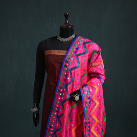 Ranihati Chanderi Silk Zig Zag Hand Embroidery Dupatta 86