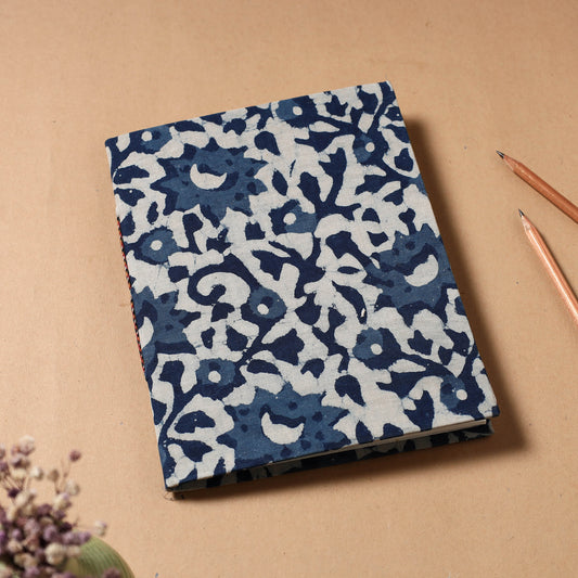 Indigo Fabric Cover Handmade Paper Notebook (9 x 7 in)