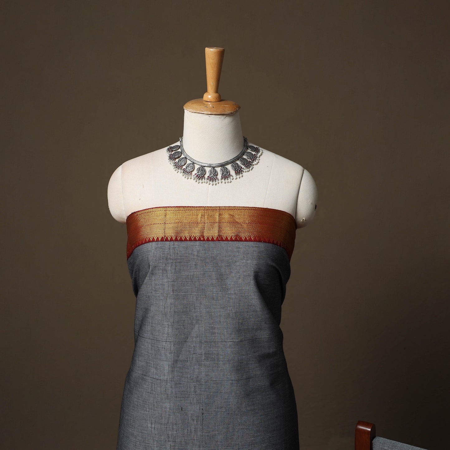 Dharwad Cotton 3pc Unstitched Dress Material Suit Set with Woven Border 38