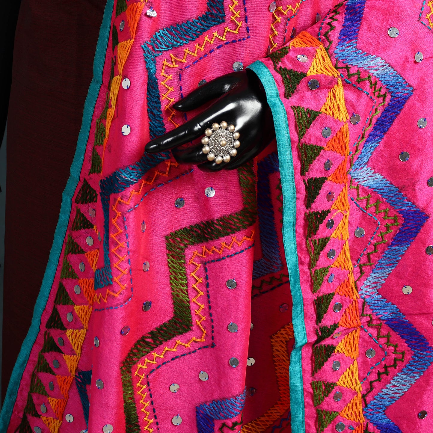Ranihati Chanderi Silk Zig Zag Hand Embroidery Dupatta 88