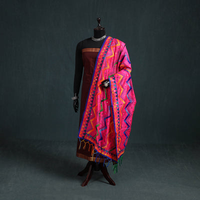 Ranihati Chanderi Silk Zig Zag Hand Embroidery Dupatta 89