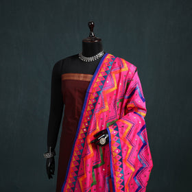 Ranihati Chanderi Silk Zig Zag Hand Embroidery Dupatta 89