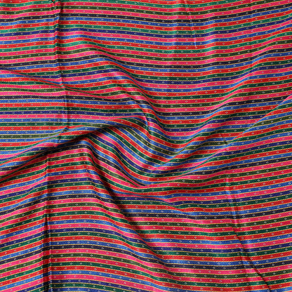 Multicolor - Pure Handloom Mashru Silk Cotton Precut Fabric (1.1 meter)