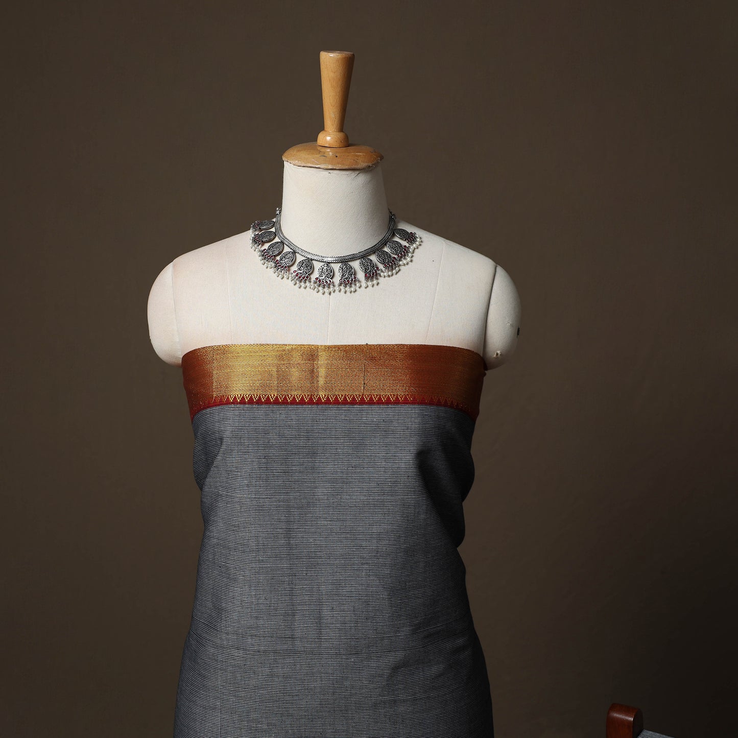 Dharwad Cotton 3pc Unstitched Dress Material Suit Set with Woven Border 36
