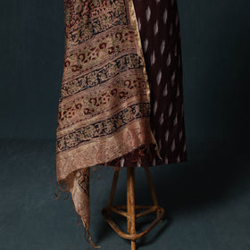 Pochampally Ikat Cotton 2pc Unstitched Dress Material Kurta Set with Jewellery 01