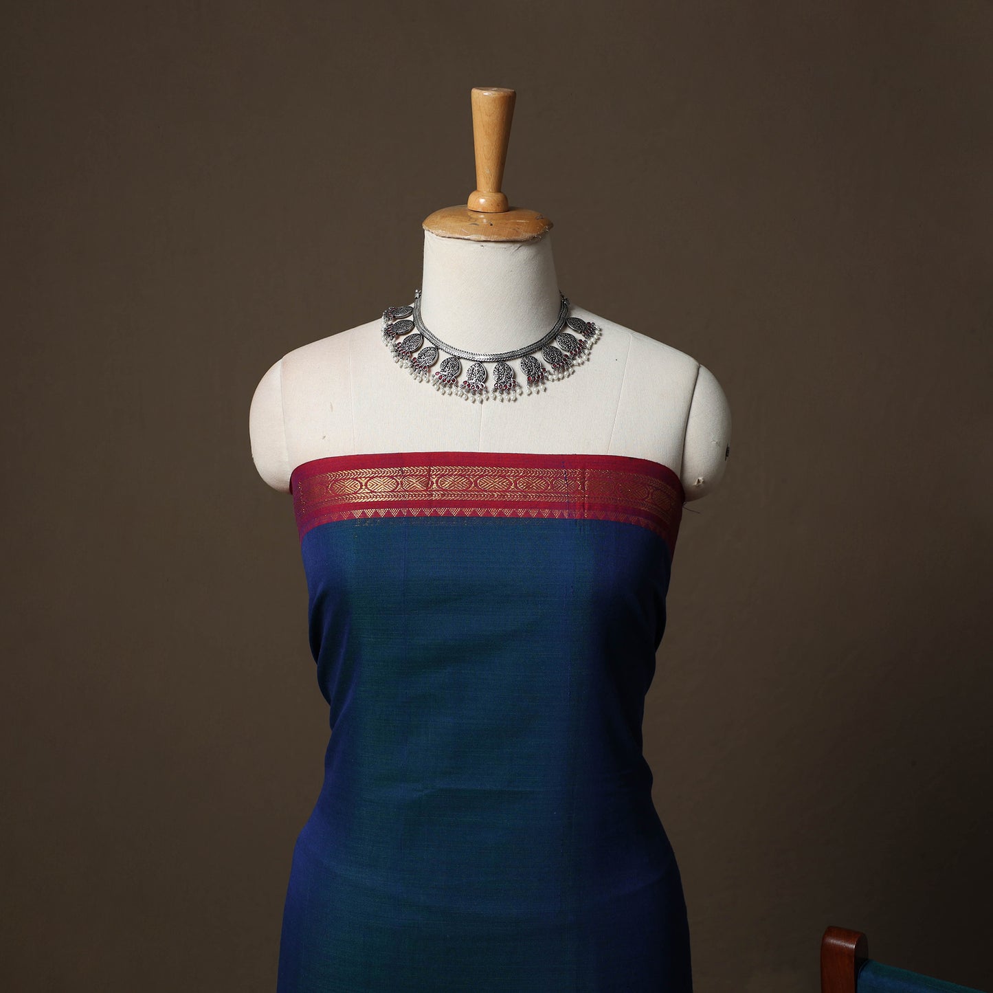Dharwad Cotton 3pc Unstitched Dress Material Suit Set with Woven Border 33