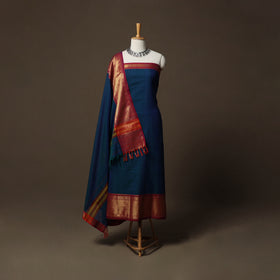 Dharwad Cotton 3pc Unstitched Dress Material Suit Set with Woven Border 33