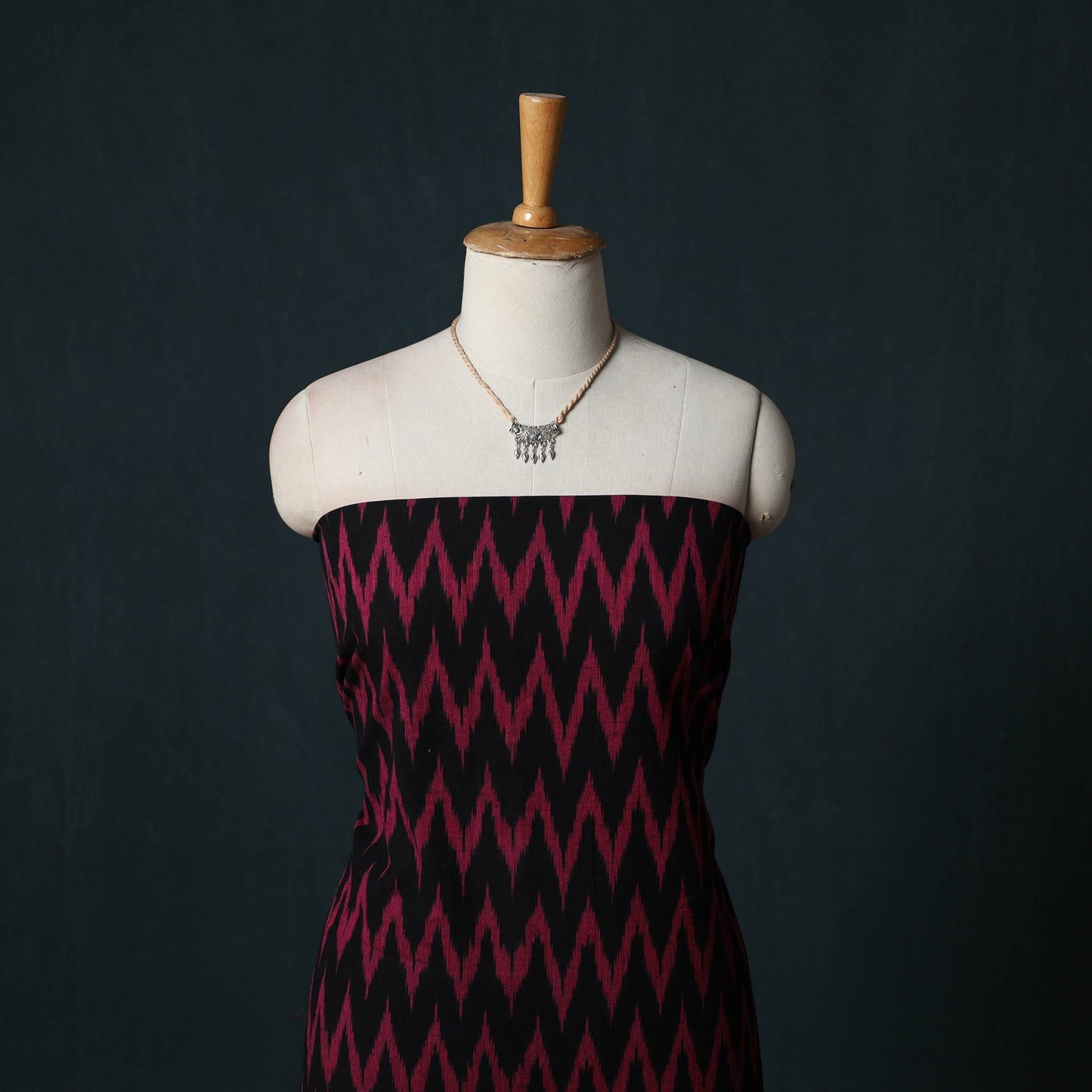 Pochampally Ikat Cotton 2pc Unstitched Dress Material Kurta Set with Jewellery 05
