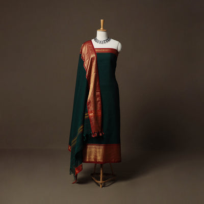 Dharwad Cotton 3pc Unstitched Dress Material Suit Set with Woven Border 31