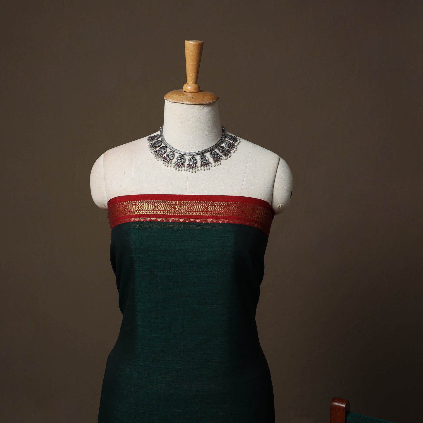 Dharwad Cotton 3pc Unstitched Dress Material Suit Set with Woven Border 31