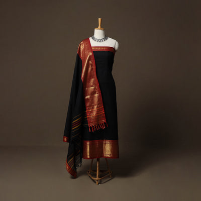 Dharwad Cotton 3pc Unstitched Dress Material Suit Set with Woven Border 29