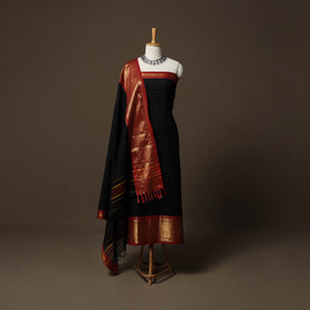 Dharwad Cotton 3pc Unstitched Dress Material Suit Set with Woven Border 29