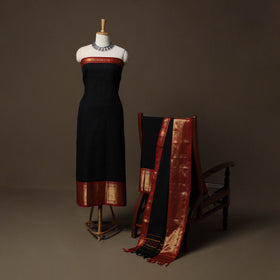 Dharwad Cotton 3pc Unstitched Dress Material Suit Set with Woven Border 29