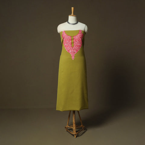 Aari Hand Embroidery Cotton 2pc Unstitched Dress Material Kurta Set 10