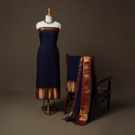 Dharwad Cotton 3pc Unstitched Dress Material Suit Set with Woven Border 28