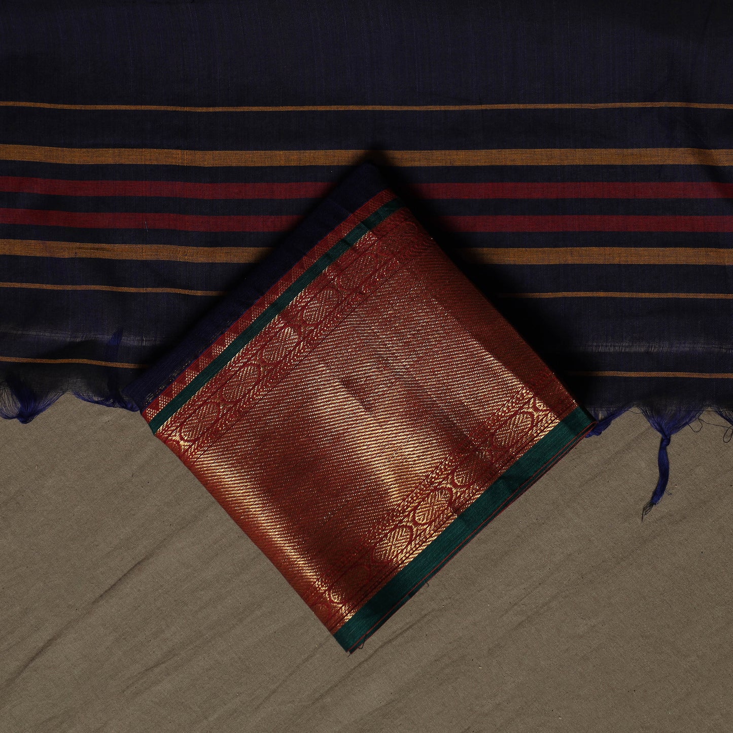 Dharwad Cotton 3pc Unstitched Dress Material Suit Set with Woven Border 28