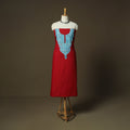 Red - Aari Hand Embroidery Cotton 2pc Unstitched Dress Material Kurta Set 11