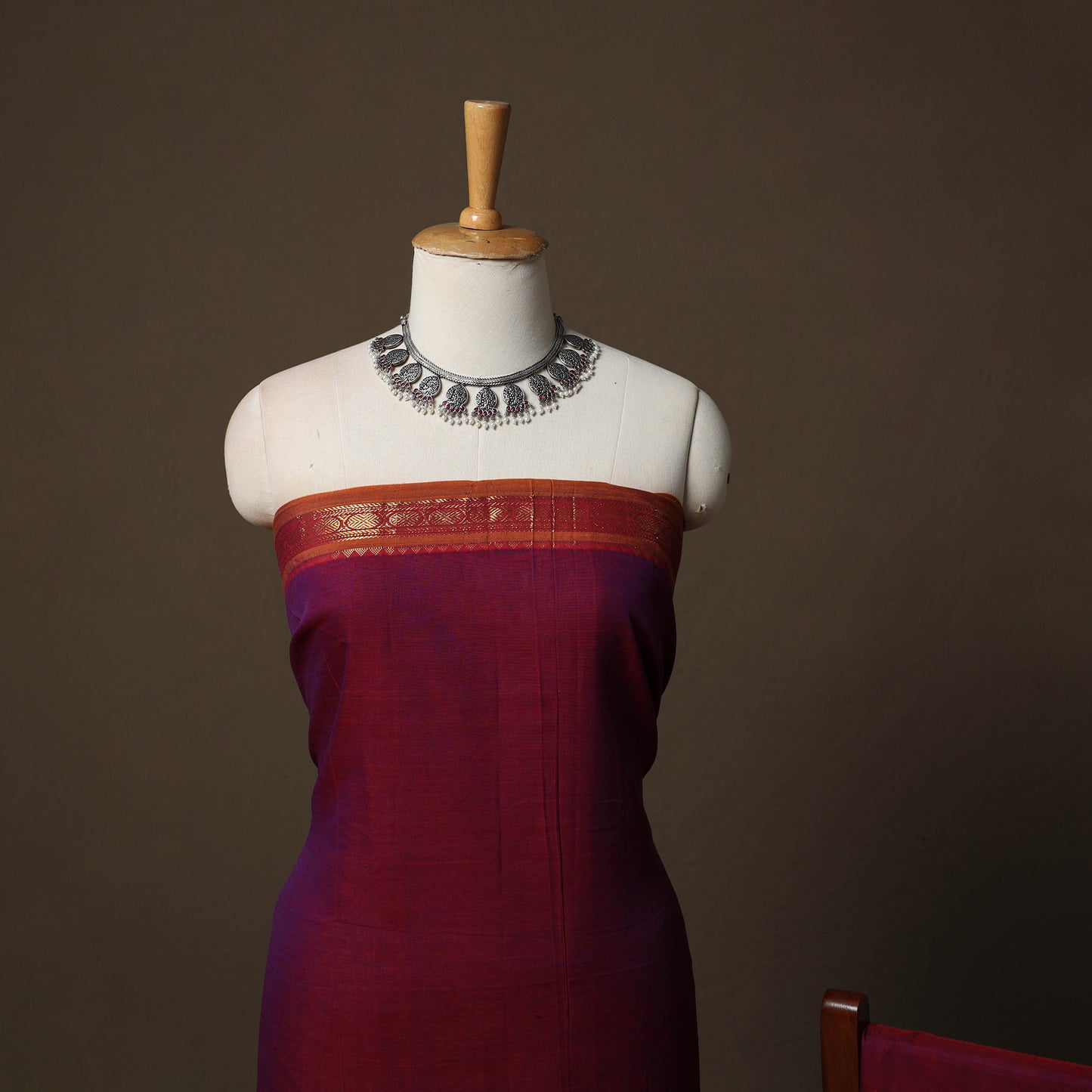 Dharwad Cotton 3pc Unstitched Dress Material Suit Set with Woven Border 26