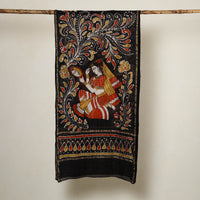 Black - Handloom Chanderi Silk Hand Batik Print Stole 01